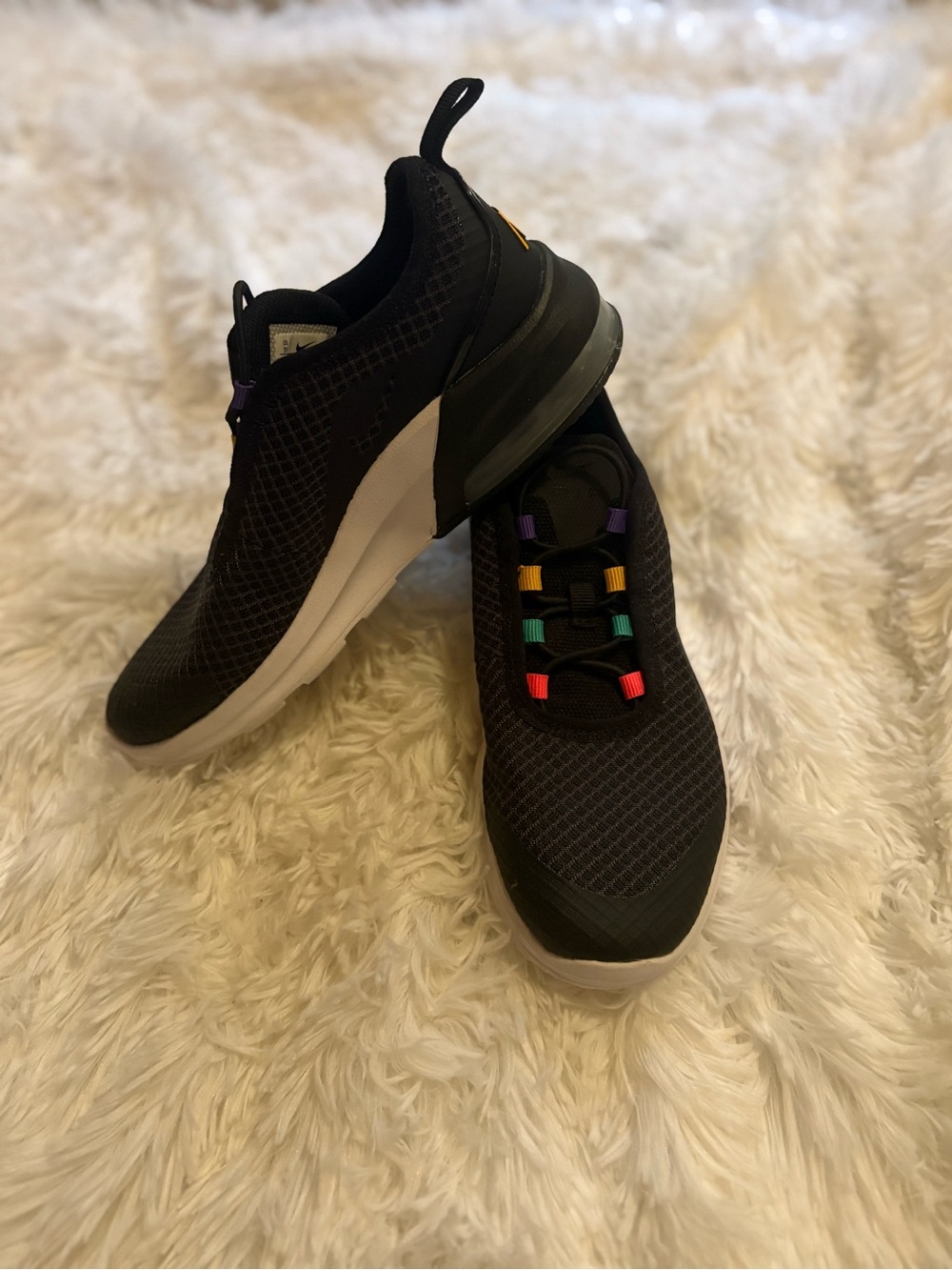 Nike Black Kid Sneakers with Multicolor Eyelets